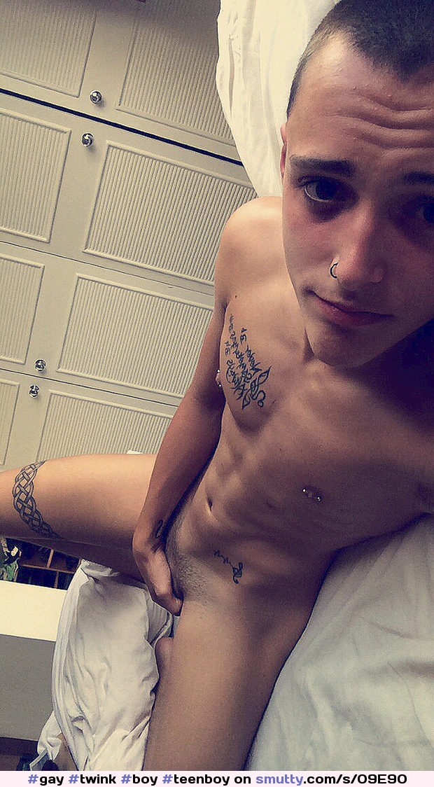 #gay #twink #boy #teenboy #fit #naked #malenude #lyingonback #coveringcock #abs #tattoos #nipplepiercings #prettyeyes #selfie