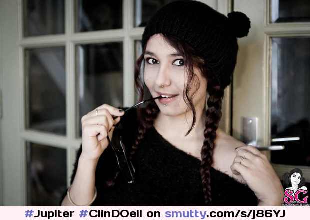 #Jupiter in #ClinDOeil by #Cersei for #SuicideGirls c. #2013 - #20yo #French #brunette #braids #sweater #nn #hat #glassesoff