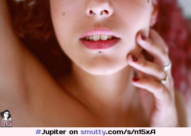 #Jupiter in #CabellosDeFuego by #Talena for #SuicideGirls c. #2014 - #21yo #French #brunette #mouth #lips #nosering #closeup #lippiercing