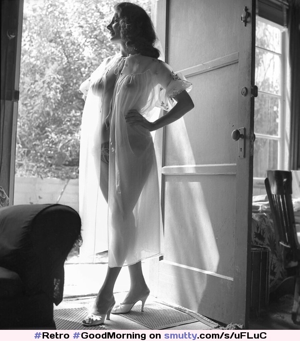 Vivian Maledy -1950’s retro...Morning Do...#Retro#GoodMorning#Sexy#NiceCasabas#B&WEroticArt