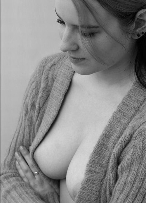 #downblouse, #blackandwhite, #perkytits, #sweatermeat, #cleavage, #armscrossed, #adorable
