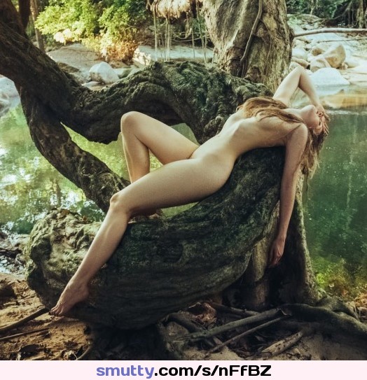#treehugger, #nude, #outdoors, #woodnymph, #greatpose, #fit, #greatbody, #sideboob, #hairbra