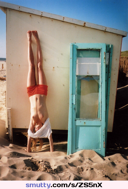 #outdoors, #playful, #athletic, #beachbabe, #handstand, #titsout, #smalltits, #shorts, #perky