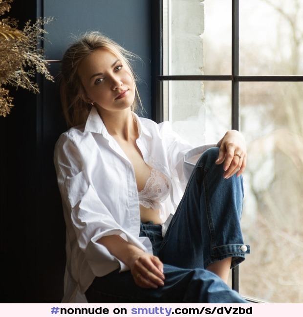 #nonnude, #girlinthewindow, #unbuttoned, #jeans, #petite, #toocute, #adorable, #eyecontact