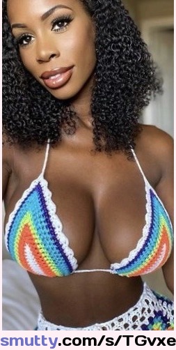 #ebony #beauty #crochetbikini #bikini #bigtits