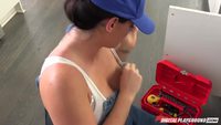 #AlisonTyler #brunette #surprised #plumber #hat #tanktop #dungarees #hugetits  #thick #curvy #cockinhand #bigcock #pov #panties