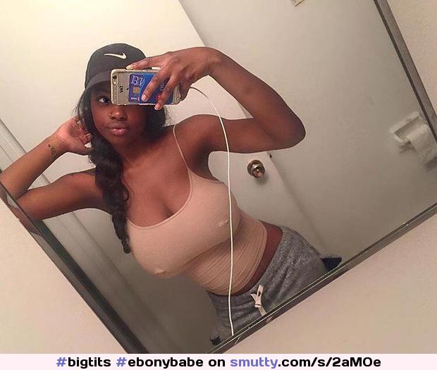 #bigtits #ebonybabe #braless #selfie #piercednipples