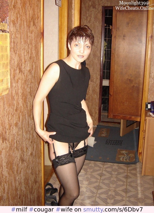 Sexy Brunette Wife Lifting Her Skirt #milf #cougar #wife #hotwife #amateur #homemade #stockings #lingerie