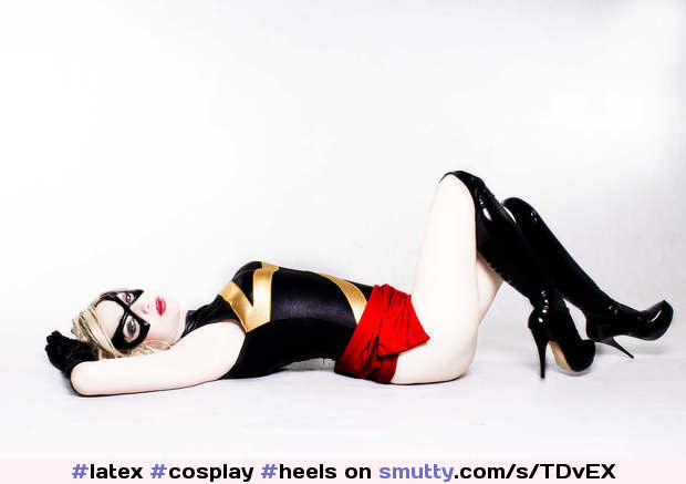 #latex #cosplay #heels #blonde #MsMarvel #heelslut #heelsr4fucking