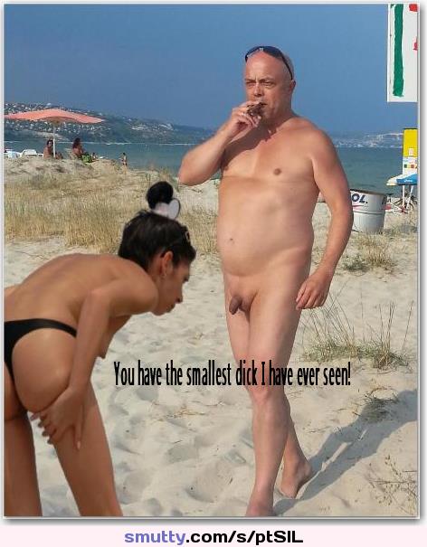 Naked man on beach small penis laughing girls