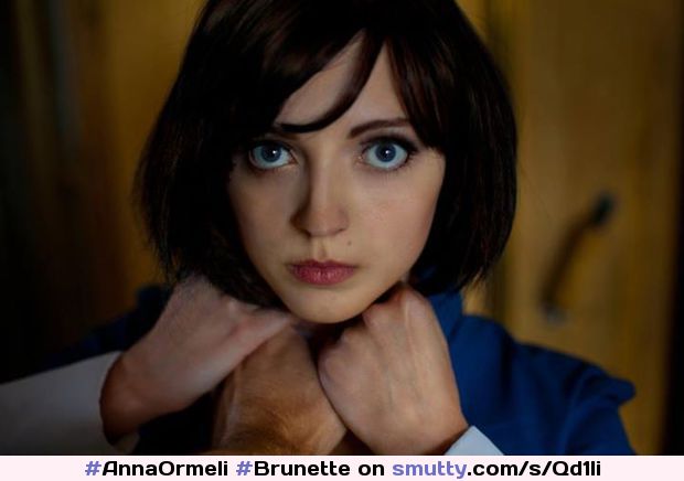 #AnnaOrmeli #Brunette #Eyes #Sultry #BlueEyes #Cosplay #Bioshock #Choking