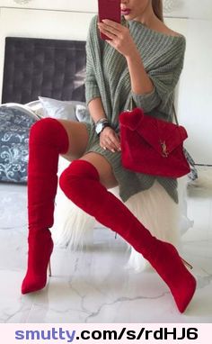 #redboots #boots #sweaterdress