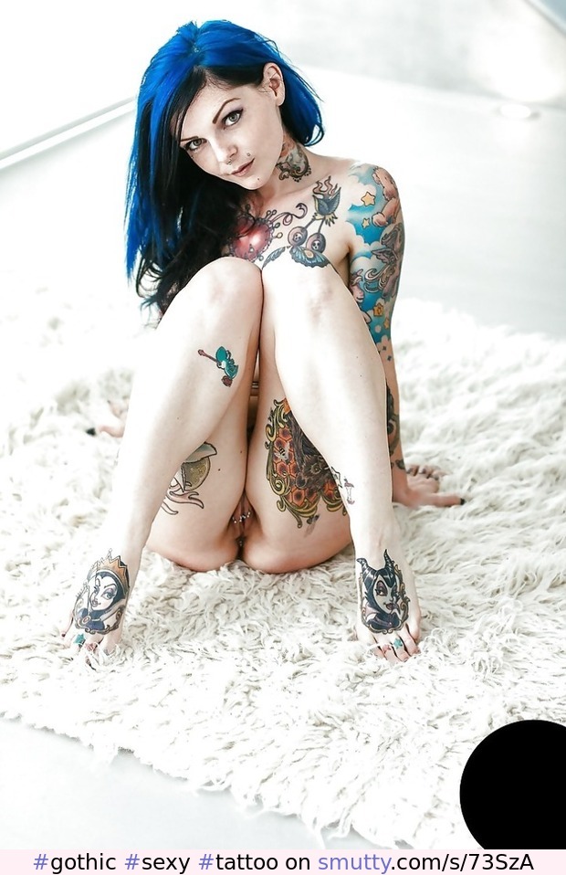 #gothic#sexy#tattoo#feet#pussy#bluehair#erotic#posing
