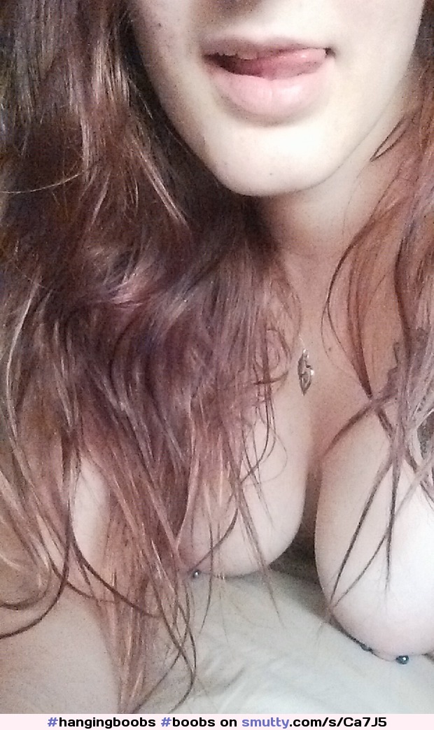 #hangingboobs #boobs #piercing #pierced #piercednipples #tattoo #lickinglips #redhair