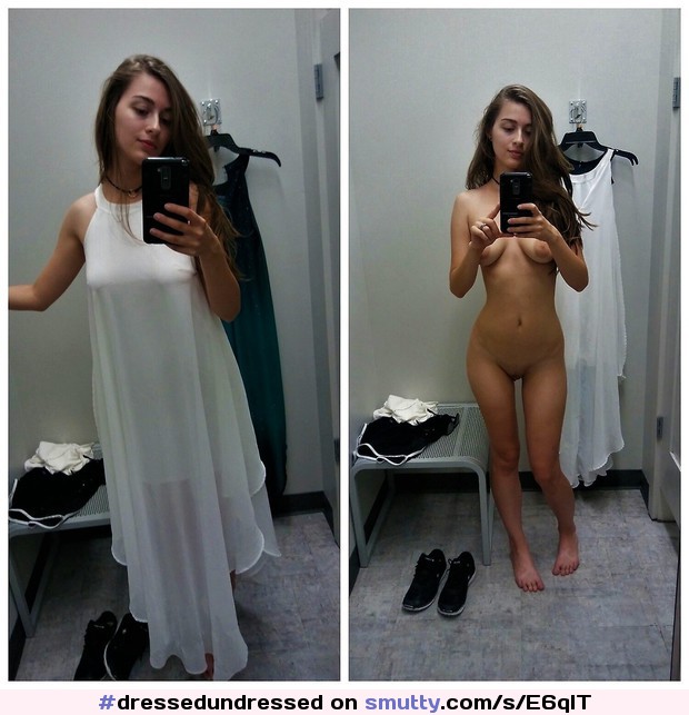 #dressedundressed #onoff #beforeandafter #bigtits #bigboobs #topless #mirror #selfie #bestselfies #dressingroom #changingroom