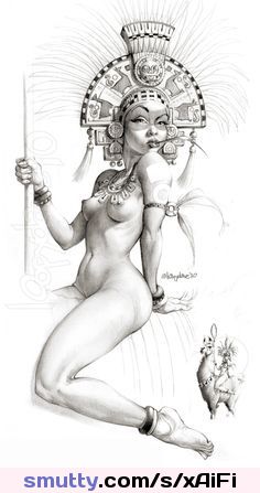 #ArtisticNude #drawing #sexyart #headdress #inhermouth #tribal #pics