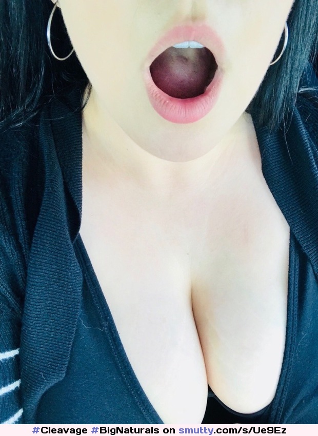 What a beautiful sight!!!  #Cleavage #BigNaturals #MouthOpen #OnHerKnees