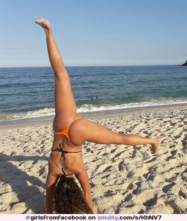 #girlsfromfacebook #ass #upsidedown #pussy #frombehind #bikini #beach #wow #gynastics #legsup #brazilian