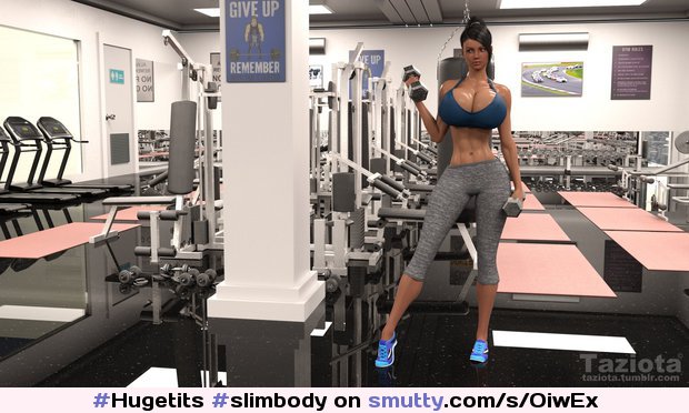 #Hugetits #slimbody #skinny #perfecttits #3D  #slimwaist #hourglasswaist #Click2Enlarge #gym #sportbra #leggings