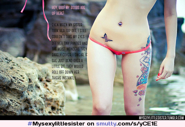 #Mysexylittlesister #sister #brother #incest #siblings #BrotherSister #skimpy #bikinibottom #beach #tattoo