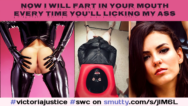 #victoriajustice #swc #caption #fake #chastity #hood #facefarting #beautiful #mistress #cuckold #catsuit #facesitting #slave