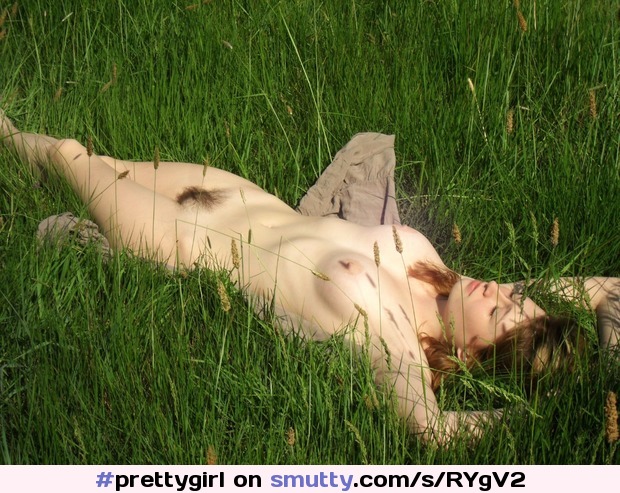 #prettygirl#enchanting#sensuous#lightgingerhair#perfectbody#outdoors#meadow#lying#relaxingnaked#flawlessskin#lovelybreasts#pubicmound#hairy