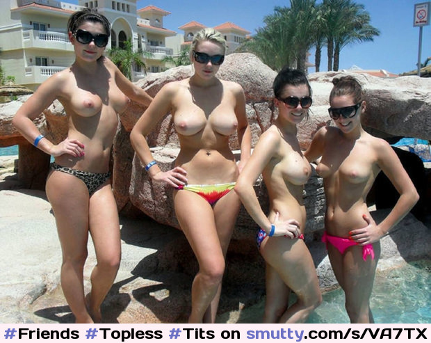 Topless with friends