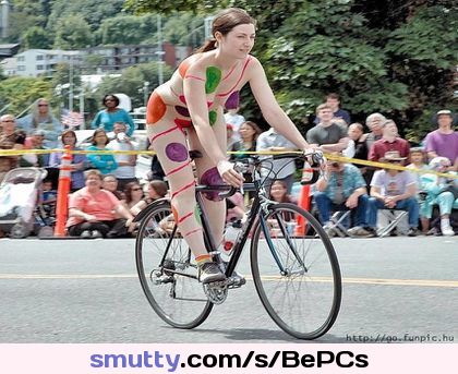 #WNBR #public #publicnudity #outdoor #bike #bicycle #cyclerotica #smallboobs #smile #smiling #bodypaint