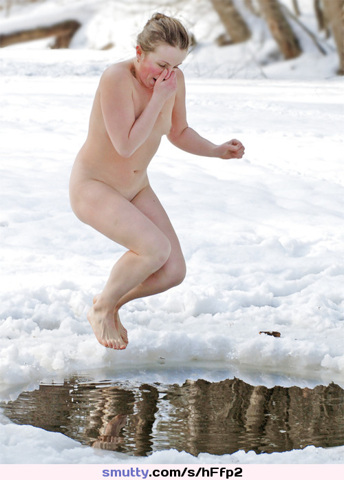 #nude #snow #winter #plunge #pale #smallboobs