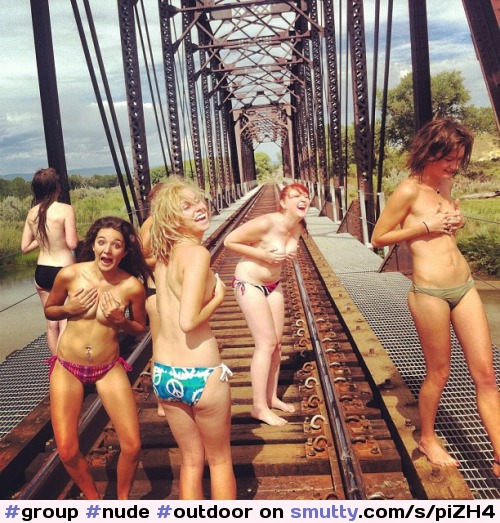 #group #nude #outdoor #traintracks #chooseone second from right