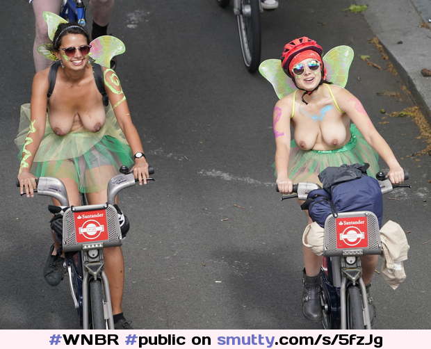 #WNBR #public #publicnudity #outdoor #bike #bicycle #cyclerotica #smile #smiling #bodypaint #tanlines #butterfly #sunglasses