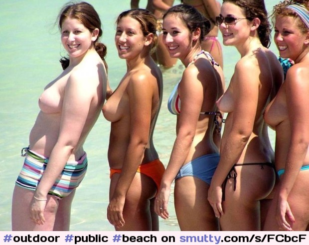 #outdoor #public #beach #ocean #topless #toplessbikini #toplessbeach #nudebeach #tanlines #smallboobs #wet #petite #group #smile #smiling