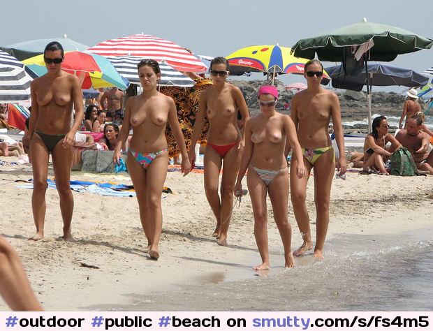 #outdoor #public #beach #ocean #topless #toplessbikini #toplessbeach #nudebeach #tanlines #smile #smiling #smallboobs #group #sunglasses
