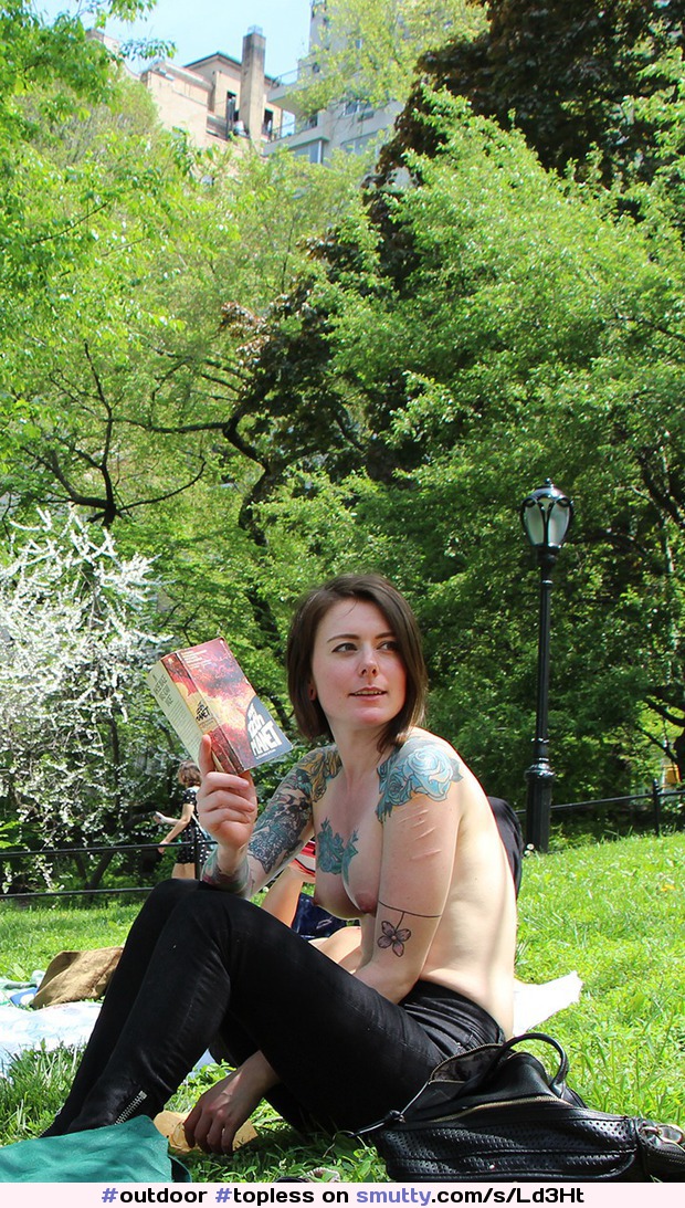 #outdoor #topless #public #NYC #NewYorkCity #CentralPark #reading #pale #ink