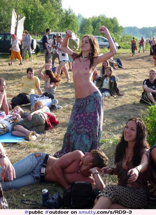 #public #outdoor #festival #smile #smiling #topless #tanlines #petite #smallboobs