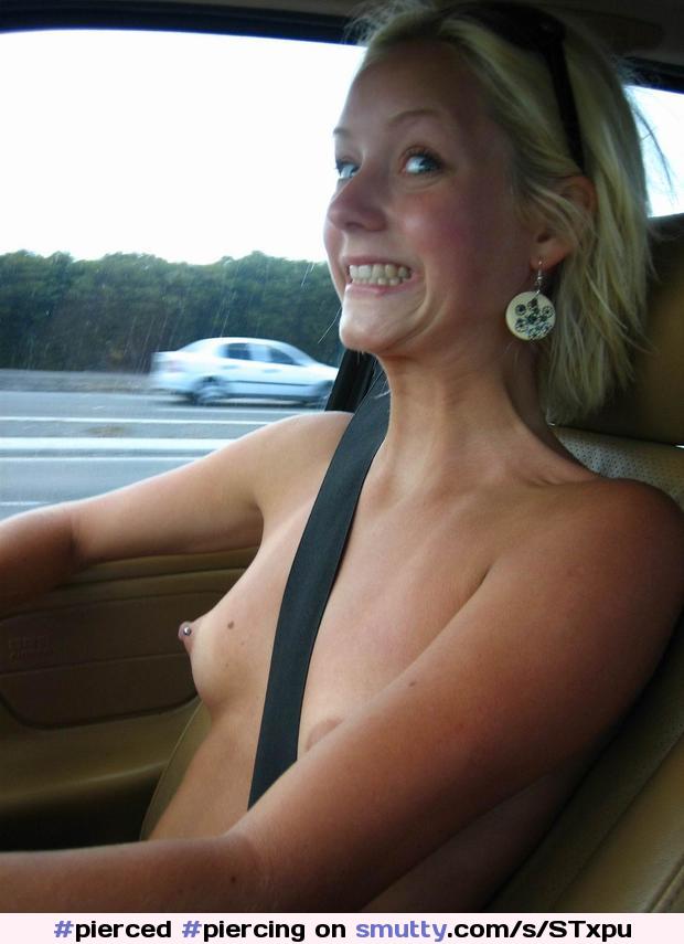 #pierced #piercing #piercednipples #slim #petite #smallboobs #amateur #selfie #smile #smling #nude #car #tanlines
