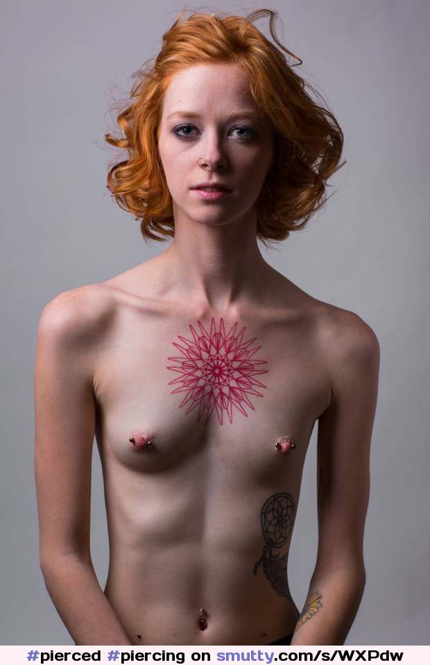 #pierced #piercing #piercednipples #slim #petite #smallboobs #pale #redhead #ginger #ink #tattoo #tinytits