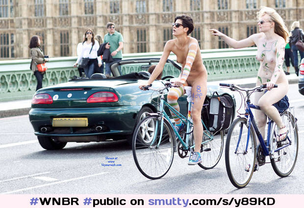 #WNBR #public #publicnudity #outdoor #bike #bicycle #cyclerotica #smallboobs #smile #smiling #sunglasses #shorthair #bodypaint