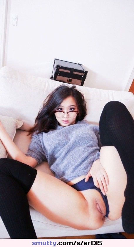 #asian #thighhighs #pantiespulledaside #shaved #glasses #sexyasfuck #snacktime