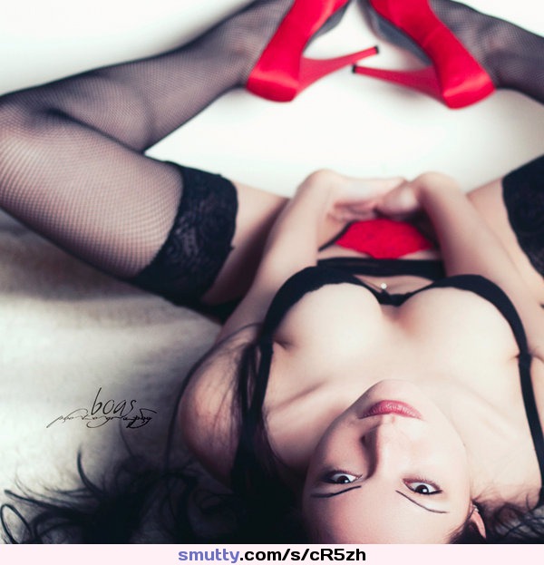 #Boas#redShoes#red#lingerie#heels#stockings#blackStockings#longHair#noNude#photography#highheels#lace#lookingAtYou