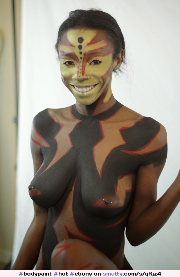 #bodypaint#hot#ebony#sexy#nipples#blackgirl#african#petite