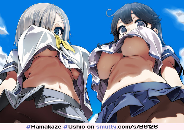 #Hamakaze and #Ushio #KantaiCollection #KanColl by #Asanagi #Busty #NonNude #NoBra #Nopanties #Ecchi