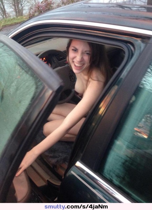 She is so hot and horny while showing off her nice boobs in car #amateur #teen #brunette #car #outdoor #funny #fun #auto #strip #striptease