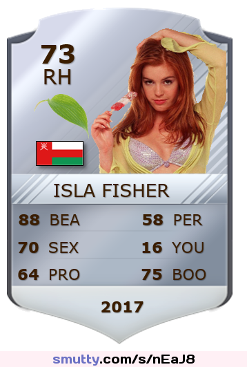 #FIFAcardsWithGirls #FCWG #IslaFisher Beauty 88, Sexiness 70, Proeminence 64, Persona 58, Youth 16, Boobs 75 #RSOP2016 #omani !