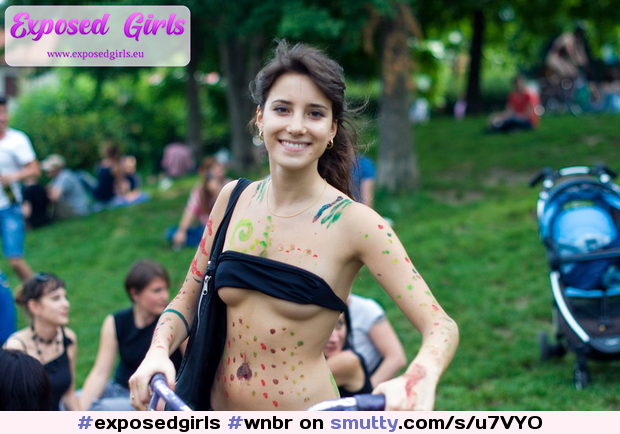 - Sexy WNBR girl
#exposedgirls #wnbr #nonnude #smalltits #public #bodypaint #brunette #cutegirl #smile