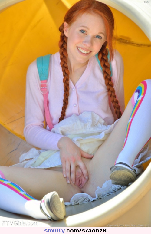 #redhead #pigtails #braids #longhair #upskirt #pussy #spread #smile