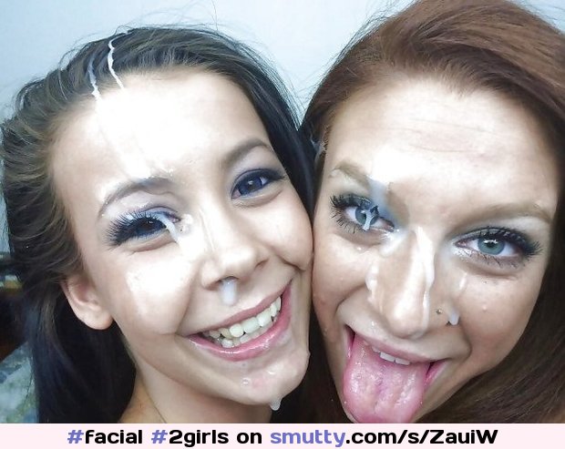 #facial #2girls #brunette #tongueout