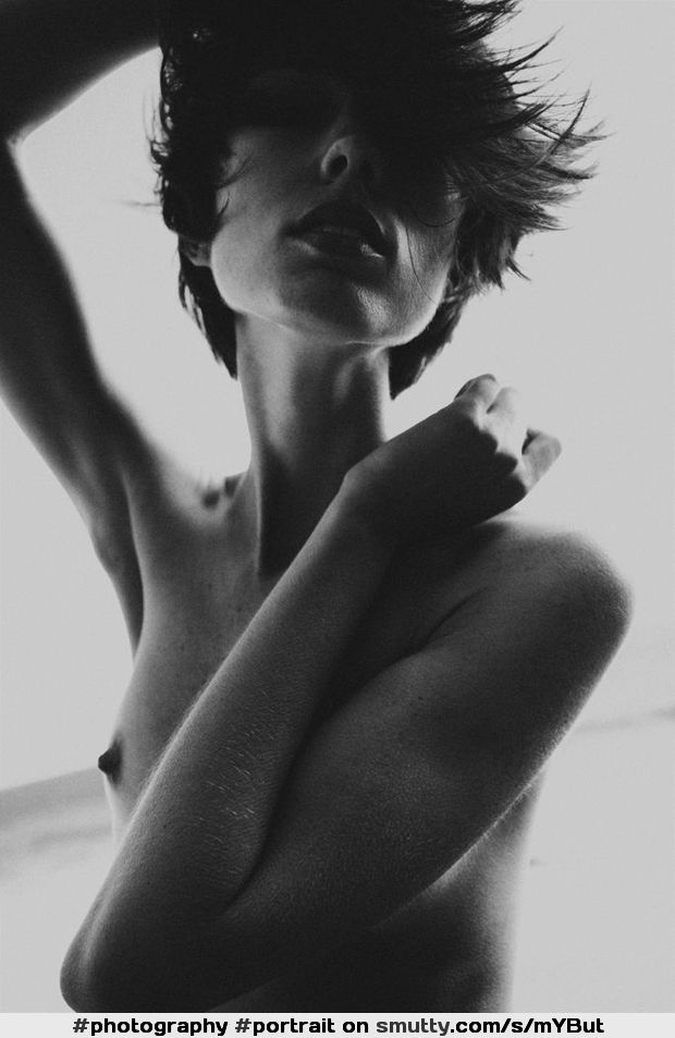 Kesler Tran #portrait #blackandwhite #slim #slender #gorgeous #pretty #nipple #smalltits #lips #shorthair #tousled #photography