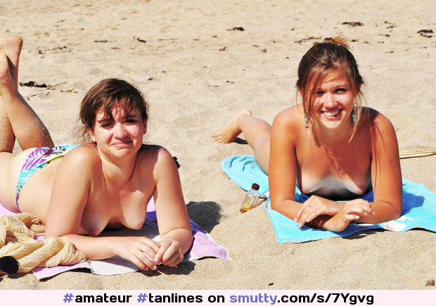 #amateur #beach #friends #tanlines #topless.