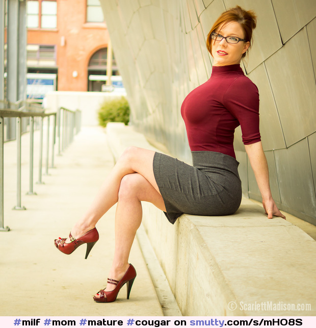 #milf #mom #mature #cougar #dressed #redhead #glasses #tightdress #highhells